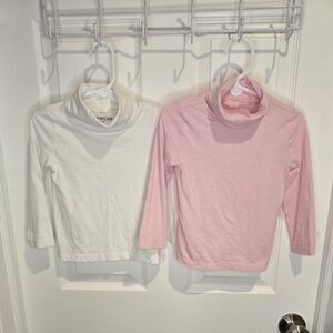 Crewcuts Long Sleeve Turtleneck Shirts - White and Pink